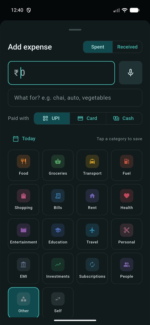 Kashew: Add expense screen