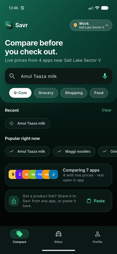 Savr: Compare screen