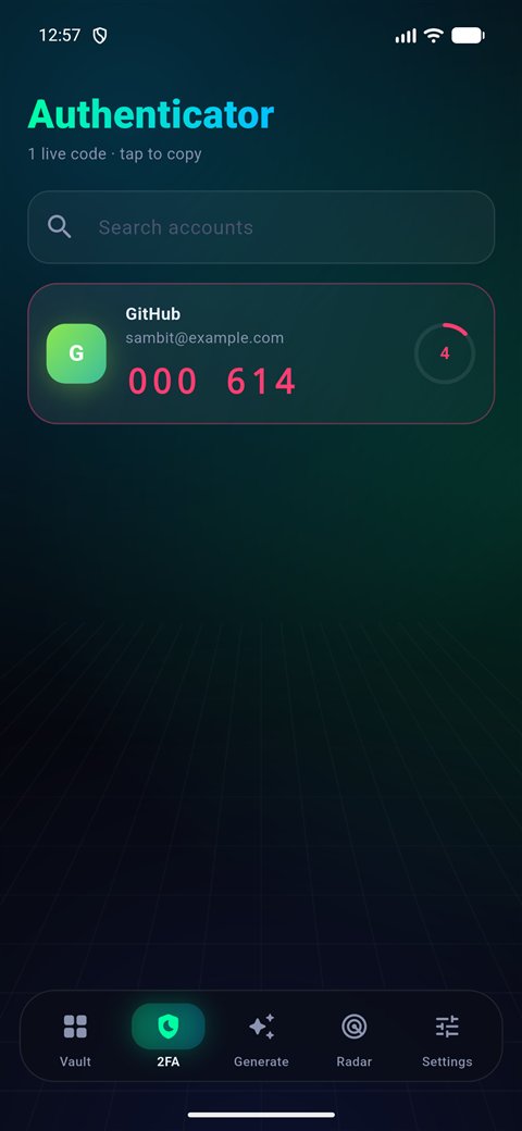 Xypher: Authenticator screen